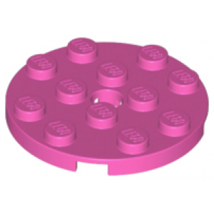 plaat rond 4x4 met gat dark pink